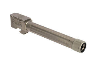 CMC Triggers Glock G17 fluted threaded 9mm pistol barrel is machined from 416R Stainless Steel with a polished finish